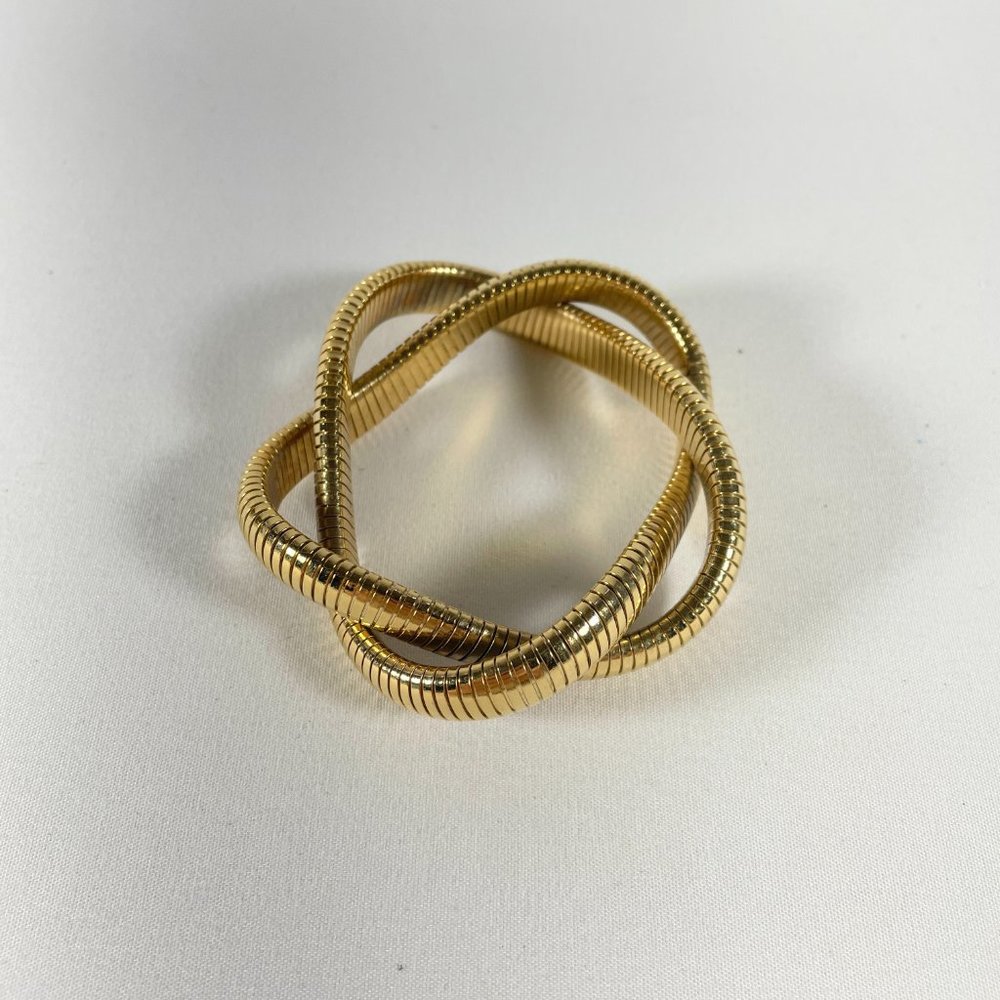Bracelet Gold Tone Double Strand, Braided/Serpentine, Size 6 ½ to 6 3/4